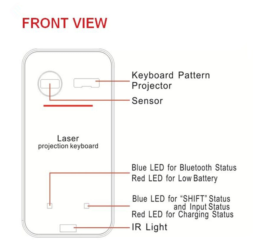 LEING FST Virtual Laser Keyboard - Bluetooth Projector with Mouse Function