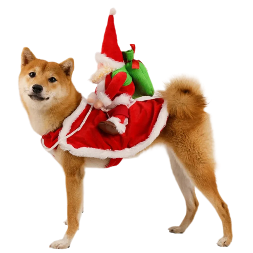 “Christmas Santa Riding Dog Costume – Festive Holiday Outfit”