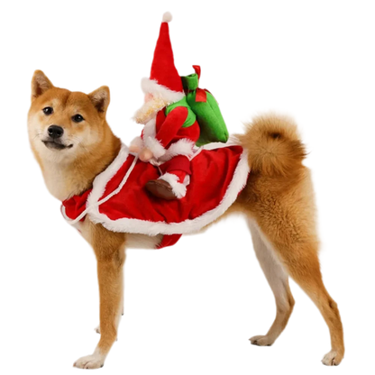 “Christmas Santa Riding Dog Costume – Festive Holiday Outfit”