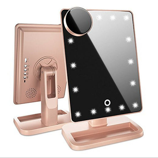 Touch Screen Makeup Mirror - LED Lights & Bluetooth Music Speaker