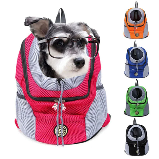 “New Double Shoulder Portable Travel Backpack for Dogs – Outdoor Mesh Pet Carrier Front Bag”