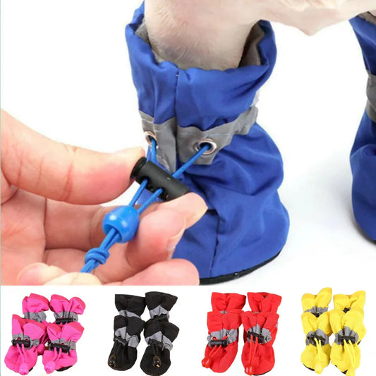 “Waterproof Anti-Slip Pet Shoes – 4pcs Rain Boots for Small Dogs & Cats”