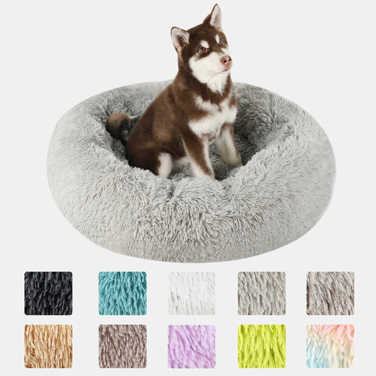 Plush Donut Dog Bed – Round, Fluffy, Washable, and Cozy for Pets of All Sizes