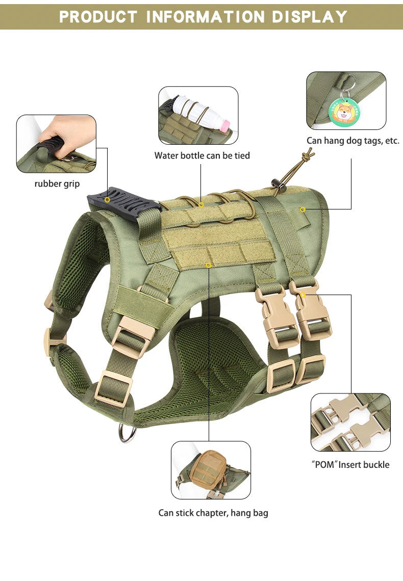 “Pet Accessories Dog Harness Tactical Vest – Outdoor Training & Walking Chest Sling for Medium and Large Dogs”