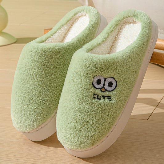 Cute Cartoon Big-Eyes Slippers - Winter Warm & Non-Slip for Couples